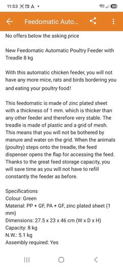 Feed-O-Matic Chicken Feeder