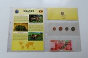 Uganda Banknote + Coins + Stamp collector set vintage currency