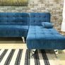 Blue L Shaped Sofa Bed, Converts to Sleeper Image 3