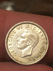 1938 3 pence George VI Silver