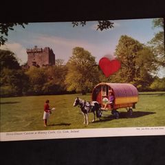 Ireland Postcard : Horse-Drawn Caravan at Blarney Castle , Co. Cork , 1970s