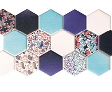 Multi pattern Blue Hex  Tile