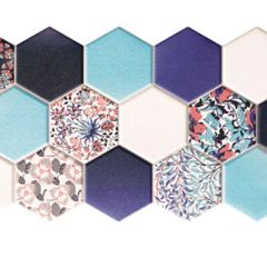 Multi pattern Blue Hex  Tile