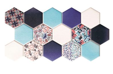 Multi pattern Blue Hex  Tile