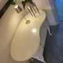 Unique Dressing Table kidney shape white glass top Image 4