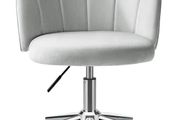 Vanity Chair for Dressing Table with Wheels, Boucle Chair for Bedroom, Swivel Armchair for Home, Height Adjustable&amp;Easy Assembly, Grey
