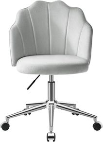 Vanity Chair for Dressing Table with Wheels, Boucle Chair for Bedroom, Swivel Armchair for Home, Height Adjustable&Easy Assembly, Grey