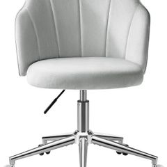Vanity Chair for Dressing Table with Wheels, Boucle Chair for Bedroom, Swivel Armchair for Home, Height Adjustable&Easy Assembly, Grey