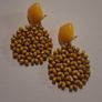 Retro Yellow Geo Floral Round Lattice Earrings Image 2