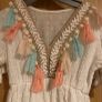 Girls cream tassel dress Image 2