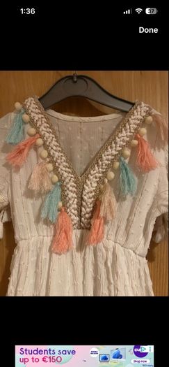 Girls cream tassel dress