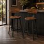 Industrial Bar Stools Set of 2  Vintage Brown and Black Image 4