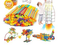 construction toys, straw bulding