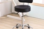 Rolling Stool with Mid Back Height Adjustable Office Computer Home Drafting Swivel Task Chair with Wheels (Black)
