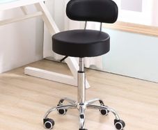 Rolling Stool with Mid Back Height Adjustable Office Computer Home Drafting Swivel Task Chair with Wheels (Black)