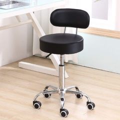Rolling Stool with Mid Back Height Adjustable Office Computer Home Drafting Swivel Task Chair with Wheels (Black)