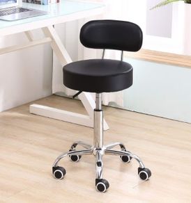 Rolling Stool with Mid Back Height Adjustable Office Computer Home Drafting Swivel Task Chair with Wheels (Black)