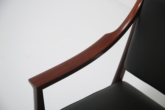 Vintage Rosewood and Black Leather Armchair by Karl Erik Ekselius for JOC Vetlanda, 1960s