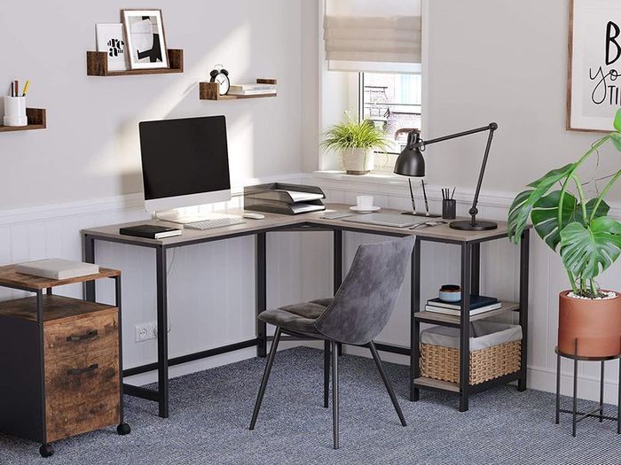 _Corner Desk, L-Shaped Computer Table, Study Table, with Storage Shelf, for Home Office, Easy Assembly, Industrial Style