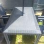 rattan effect garden table and chair and parasol Image 2