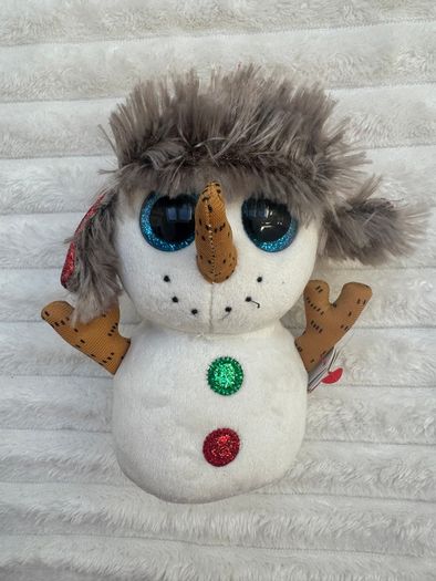Ty Beanie Boo Buttons the Snowman approx. 6" Plush Dirty Please see photos