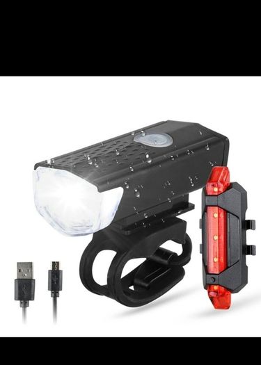 Bike Light, USB LED Rechargeable, Front and rear, Headlight Lamp Flashlight Cycling Safety Warning Light