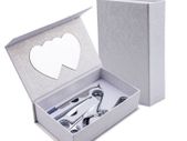Eyelash Curler Set in Elegant Box with Mirror - Eyebrow Tweezers, Scissors - SILVER