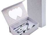 Eyelash Curler Set in Elegant Box with Mirror - Eyebrow Tweezers, Scissors - SILVER