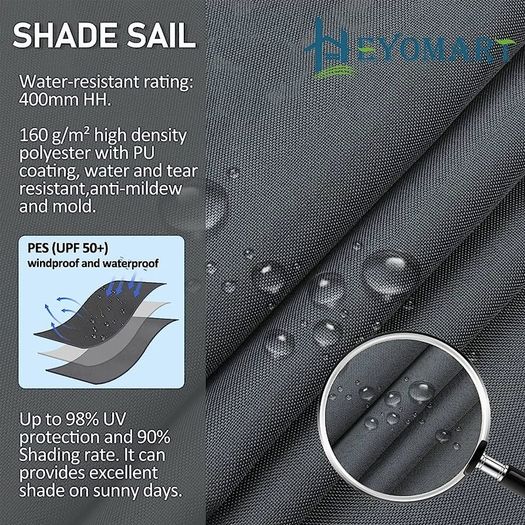 Sun Shade Sail Waterproof Outdoor Garden Patio Party Sunscreen Awning 2x2x2m Triangle Canopy 98% UV Block with Free Rope MULTIPLE COLOURS/SIZES AVAILABLE