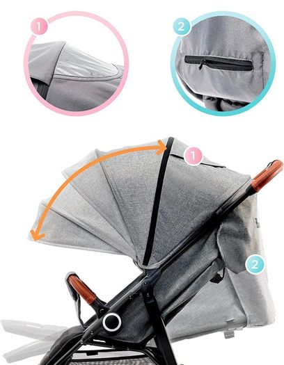 Lightweight Stroller Grande, Stylish Pushchair, Baby Buggy, Foldable, Lying Position, Big Ajustable Hood, with Accessories, Rain Cover, Footmuff, from Birth to 3 Years (FREE POSTAGE)