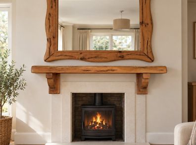 Custom Natural Wood Mantlepiece