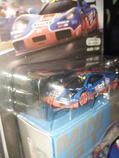 Mini GT 1:64 scale diecast model of the McLaren F1 GTR #33 1996 Le Man's 24 Hour Gulf Livery Exclusive Limited Edition Die-cast Model Car