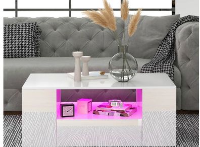 BRAND NEW Modern coffee table high gloss living room furniture 2 drawers and 2 shelves sofa coffee table side table 95 x 53 x 37cm