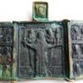 Antique Russian Orthodox Bronze Triptych Icon Image 2