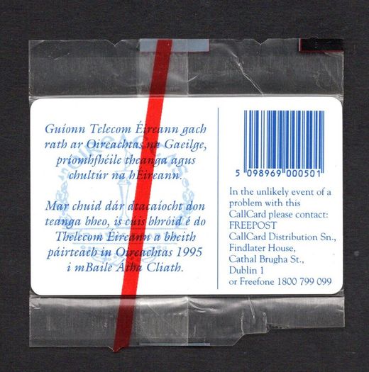 1995 Ireland 50 Unit Oireachtas '95 (Schlumberger SC7) Call Card New in packaging. Telecom Eireann card number 1051