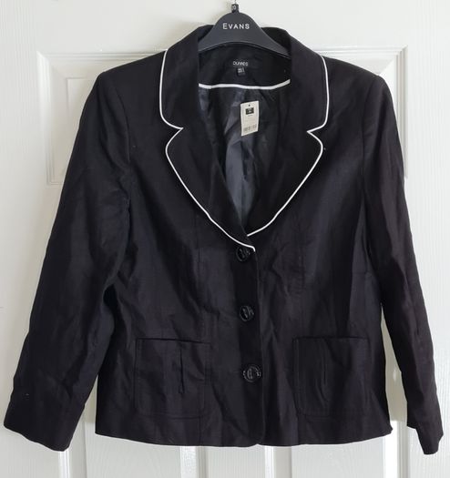 PLUS SIZE (20) Black / Contrast Linen Jacket. New