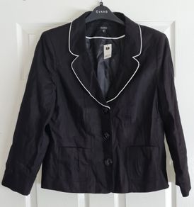 PLUS SIZE (20) Black / Contrast Linen Jacket. New