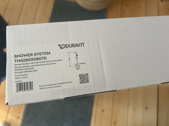 Duravit Shower System - thermostatic - brushed stainless steel