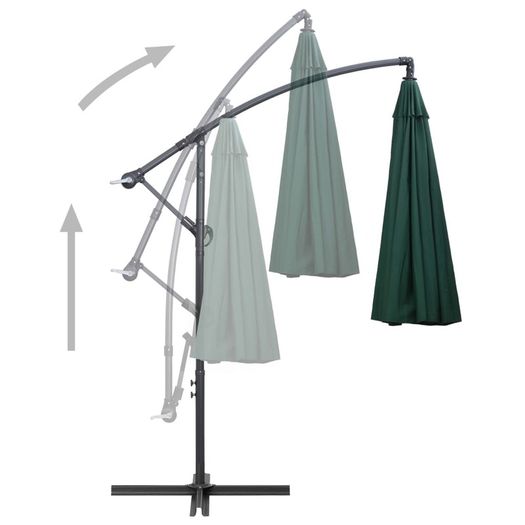 Hanging Parasol Green 3 m Aluminium Pole
