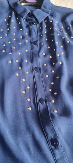 Blue Stud Detail Chiffon Shirt