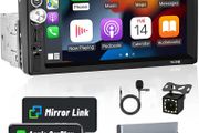 Single Din Car Stereo with CarPlay and Android Auto 7" HD Touch Screen Car Radio Bluetooth with Mirror Link USB SWC BT EQ+MIC+Reverse Camera (FREE POSTAGE)