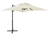 Cantilever Umbrella with Double Top 250x250 cm Sand