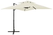 Cantilever Umbrella with Double Top 250x250 cm Sand