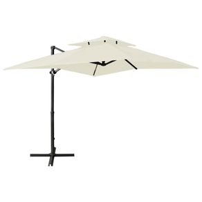 Cantilever Umbrella with Double Top 250x250 cm Sand