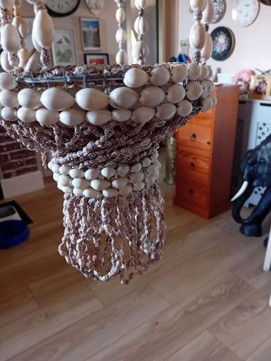 vintage 1960 seashell hanging planter
