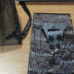 Ideal gift idea Pilgrim black flower design earrings with ruby red and crystal diamante detail
