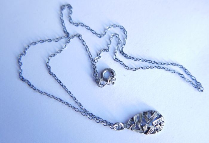 Vintage Sterling Silver 925 Drop Pendant Necklace length 15" - 1,9g