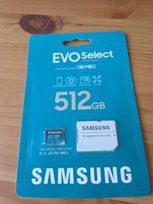 Genuine Samsung Evo Select MicroSD 512 GB + SD adapter