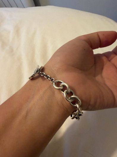 Tiffany & Co. Style 925 Silver Heart Charm Bracelet