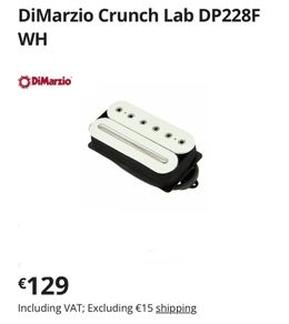 DiMarzio Crunch Lab DP228F WH Bridge humbucker pickup electric guitar parts accessories